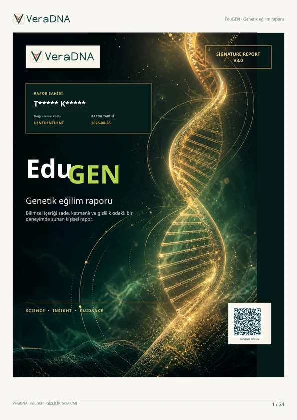 Gizlilik açısından güvenli EduGEN örnek rapor kapağı
